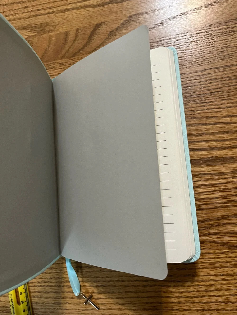 Light Blue Textured Journal with Ribbon Bookmark - Picture 2 of 7